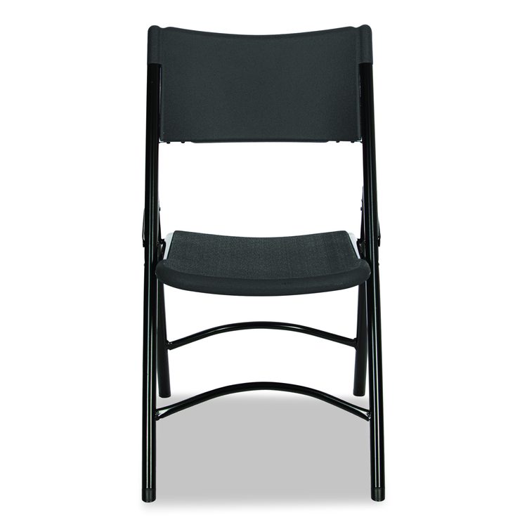 600 Series Heavy Duty Plastic Folding Chair, Supports Up to 500 lb, 18" Seat Height, Black Seat/Back/Base, 4/Carton