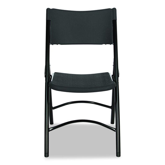 600 Series Heavy Duty Plastic Folding Chair, Supports Up to 500 lb, 18" Seat Height, Black Seat/Back/Base, 4/Carton