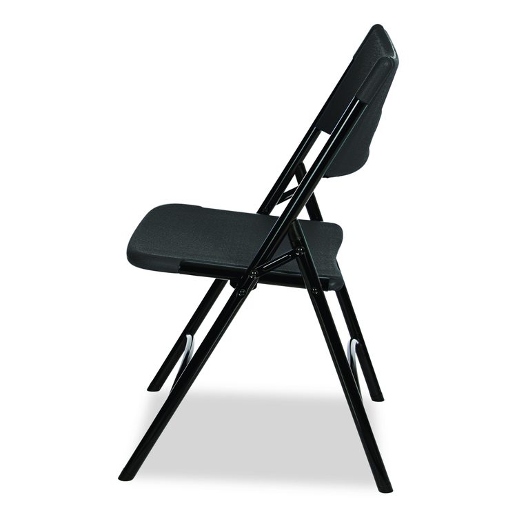 600 Series Heavy Duty Plastic Folding Chair, Supports Up to 500 lb, 18" Seat Height, Black Seat/Back/Base, 4/Carton