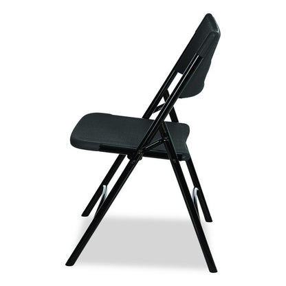 600 Series Heavy Duty Plastic Folding Chair, Supports Up to 500 lb, 18" Seat Height, Black Seat/Back/Base, 4/Carton