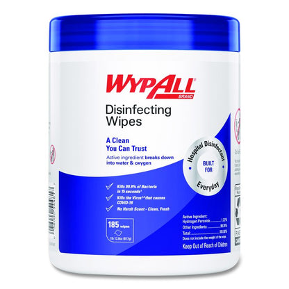 Hydrogen Peroxide Disinfecting Wipes, 1-Ply, 7 x 5.75, Fresh Scent, White, 185 Wipes/Canister