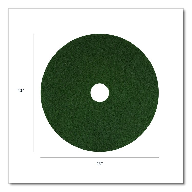 Scrubbing Pad, 13" Diameter, Green, 5/Carton