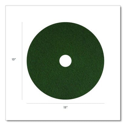 Scrubbing Pad, 13" Diameter, Green, 5/Carton