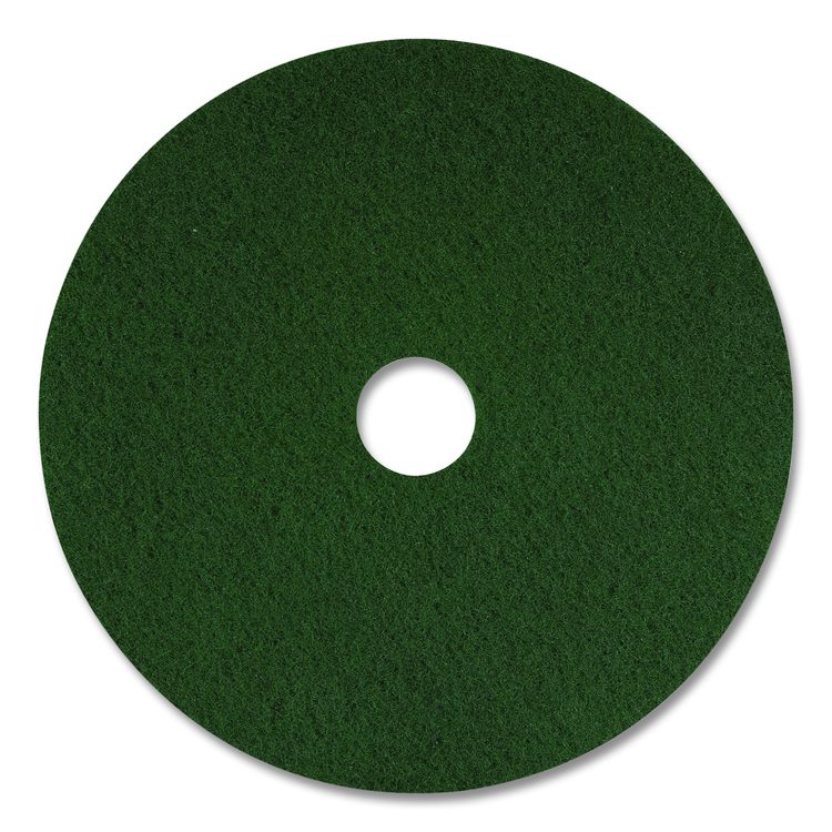 Scrubbing Pad, 13" Diameter, Green, 5/Carton