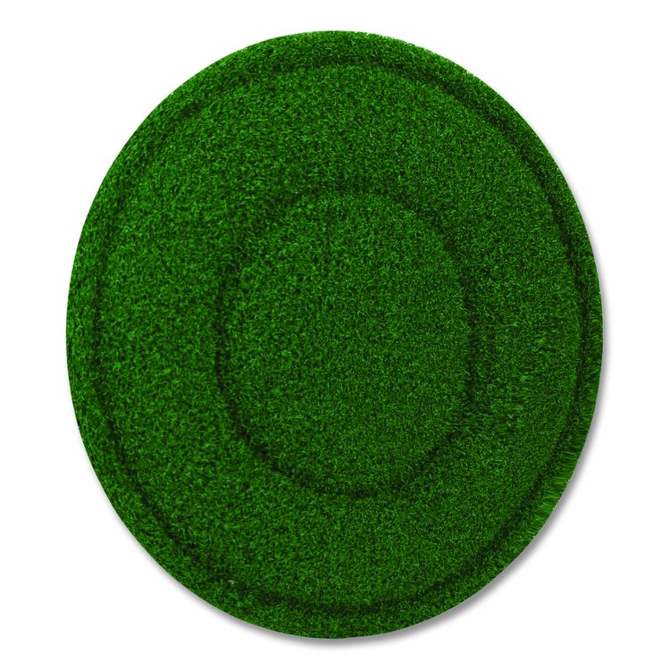 TurfScrub Brush Floor Pad, 20" Diameter, Green, 4/Carton