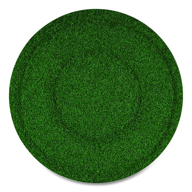 TurfScrub Brush Floor Pad, 20" Diameter, Green, 4/Carton
