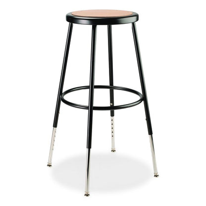 6200 Series Height Adjustable Heavy Duty Steel Stool, Backless, Supports 500lb, 25" to 33" Seat Height, Brown Seat/Black Base