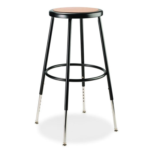 6200 Series Height Adjustable Heavy Duty Steel Stool, Backless, Supports 500lb, 25" to 33" Seat Height, Brown Seat/Black Base