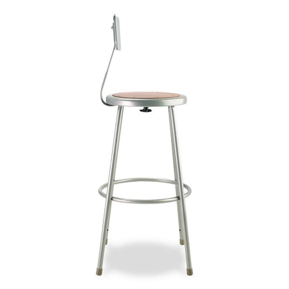 6200 Series Heavy Duty Steel Stool With Backrest, Supports Up to 500 lb, 30" Seat Height, Brown Seat, Gray Back/Base