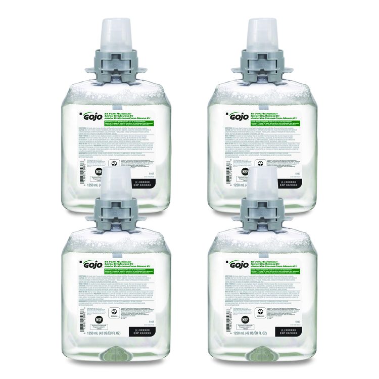 E1 Foam Handwash Refill, Fragrance-Free, 1,250 mL, 4/Carton