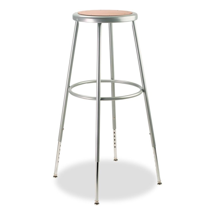 6200 Series Height Adjustable Heavy Duty Steel Stool, Backless, Supports 500lb, 31" to 39" Seat Height, Brown Seat, Gray Base