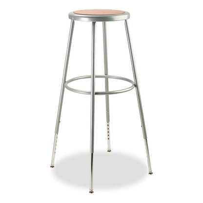 6200 Series Height Adjustable Heavy Duty Steel Stool, Backless, Supports 500lb, 31" to 39" Seat Height, Brown Seat, Gray Base