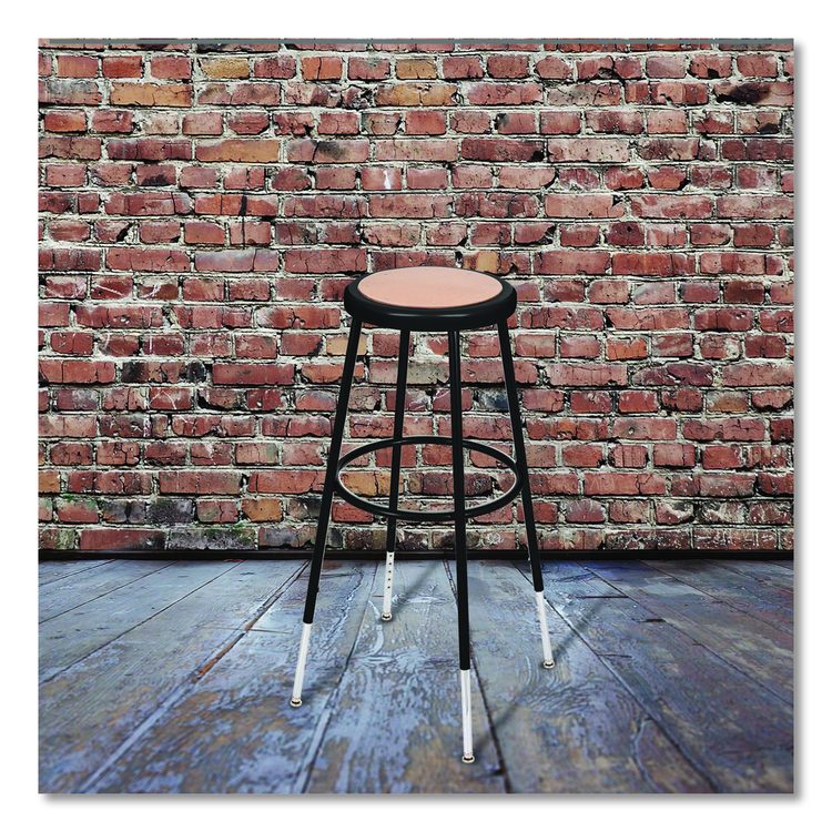 6200 Series Height Adjustable Heavy Duty Steel Stool, Backless, Supports 500lb, 31" to 39" Seat Height, Brown Seat,Black Base