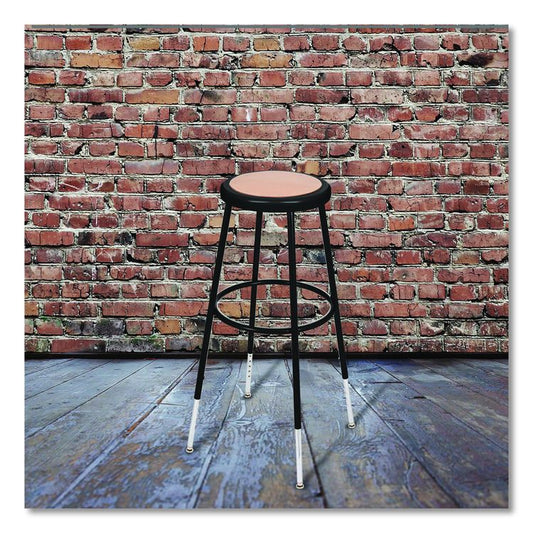 6200 Series Height Adjustable Heavy Duty Steel Stool, Backless, Supports 500lb, 31" to 39" Seat Height, Brown Seat,Black Base