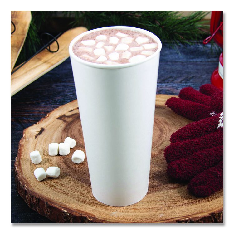 Thermoguard Insulated Paper Hot Cups, 24 oz, White Sustainable Forest Design, 600/Carton