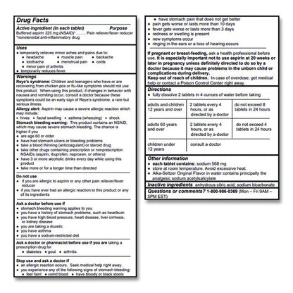 Buffered Aspirin (NSAID) Tablets, 2/Pack, 30 Packs/Box