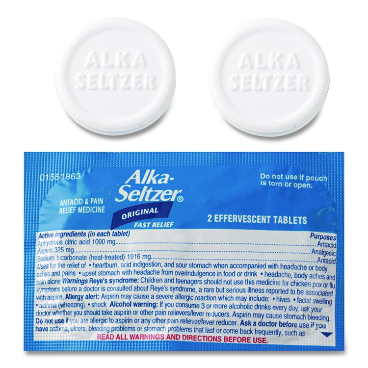 Buffered Aspirin (NSAID) Tablets, 2/Pack, 30 Packs/Box