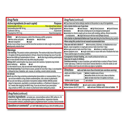 Cold + Flu Severe Caplets, 2/Pack, 30 Packs/Box