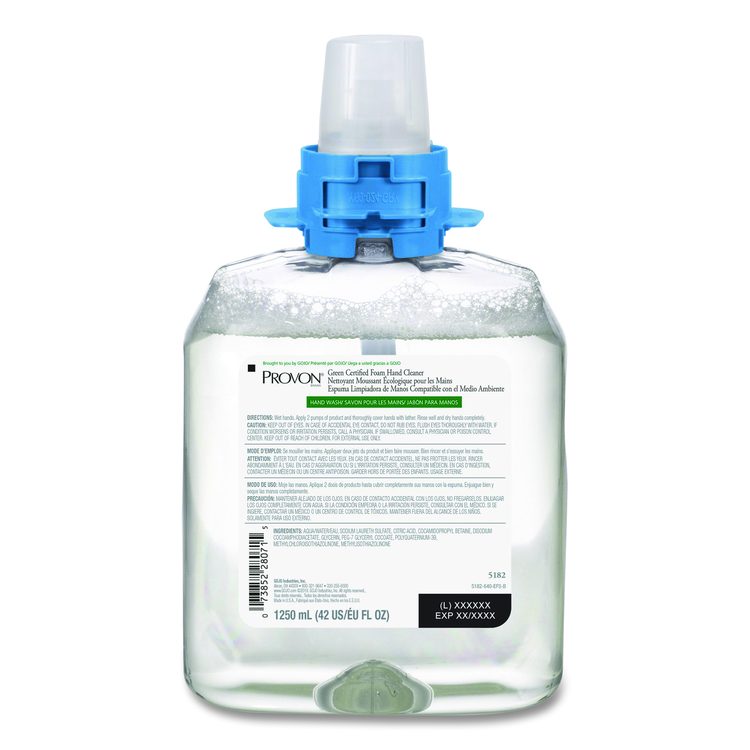 Green Certified Foam Hand Cleaner Refill, Fragrance-Free, 1,250 mL, 4/Carton