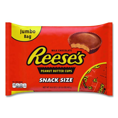 Snack Size Peanut Butter Cups, 19.5 oz Bag, 2 Bags/Carton