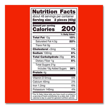 Peanut Butter Cups Bar, Full Size, 1.5 oz Bar, 2 Cups/Bar, 36 Bars/Box