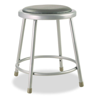 6400 Series Fixed Height Heavy Duty Vinyl Padded Steel Stool, Backless, Supports 500 lb, 18" Seat Height, Gray Seat/Base