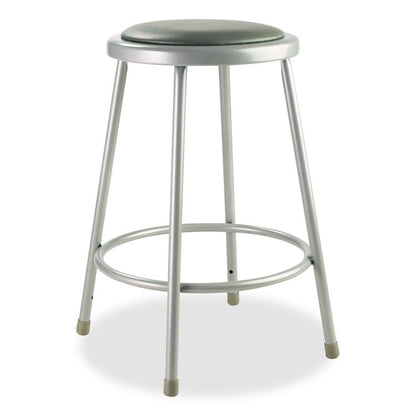 6400 Series Fixed Height Heavy Duty Vinyl Padded Steel Stool, Backless, Supports 500 lb, 24" Seat Height, Gray Seat/Base