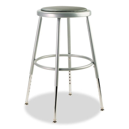 6400 Series Height Adjustable HD Vinyl Padded Steel Stool, Backless, Supports 500 lb, 18.5"-26.5" Seat Height, Gray Seat/Base