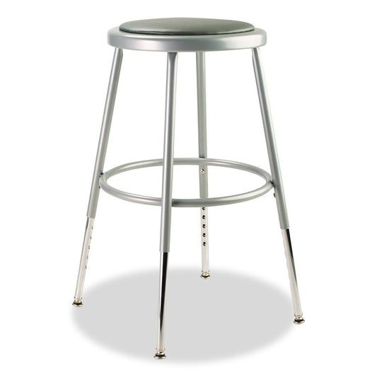 6400 Series Height Adjustable HD Vinyl Padded Steel Stool, Backless, Supports 500 lb, 18.5"-26.5" Seat Height, Gray Seat/Base