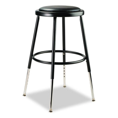 6400 Series Height Adjustable HD Vinyl Padded Steel Stool, Backless, Supports 500lb, 18.5"-26.5" Seat Height, Black Seat/Base