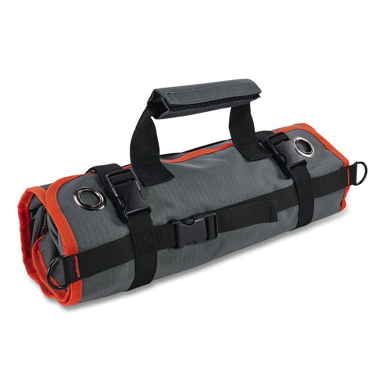Arsenal 5874 Roll Up Tool Bag with Zipper Pockets, 5 Zippered Pockets, 7 Tool Slots, 1 x 27 x 16, Polyester, Gray