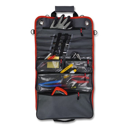 Arsenal 5874 Roll Up Tool Bag with Zipper Pockets, 5 Zippered Pockets, 7 Tool Slots, 1 x 27 x 16, Polyester, Gray