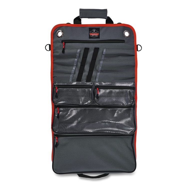Arsenal 5874 Roll Up Tool Bag with Zipper Pockets, 5 Zippered Pockets, 7 Tool Slots, 1 x 27 x 16, Polyester, Gray