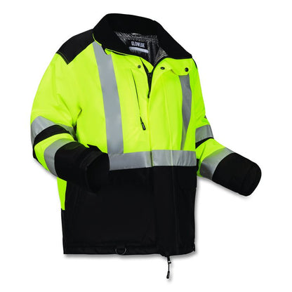 GloWear Class 3 Hi-Vis Winter Jacket with AmpliFIRE Heat Reflective Lining, Large, Lime