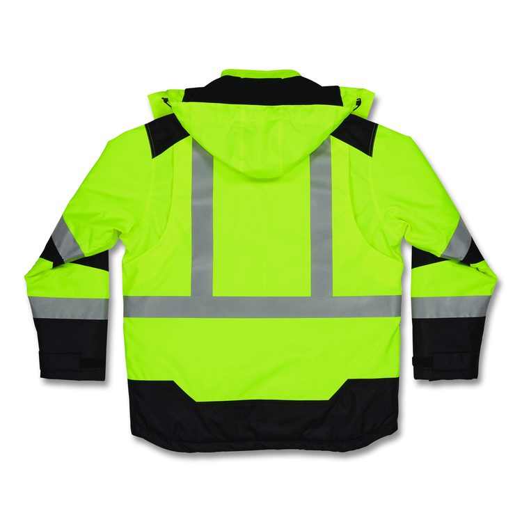 GloWear Class 3 Hi-Vis Winter Jacket with AmpliFIRE Heat Reflective Lining, 2X-Large, Lime