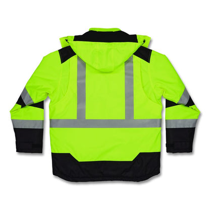 GloWear Class 3 Hi-Vis Winter Jacket with AmpliFIRE Heat Reflective Lining, 4X-L,arge Lime