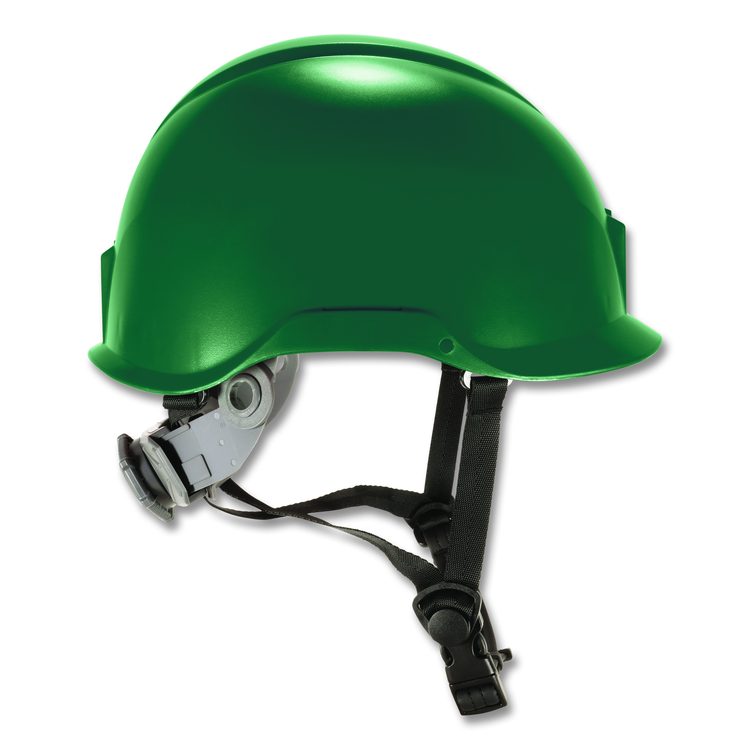 Skullerz 8976 Class E Safety Helmet, Brimless, 6-Point Standard Ratchet Suspension, One Size Fits Most (6.5 to 8), Green