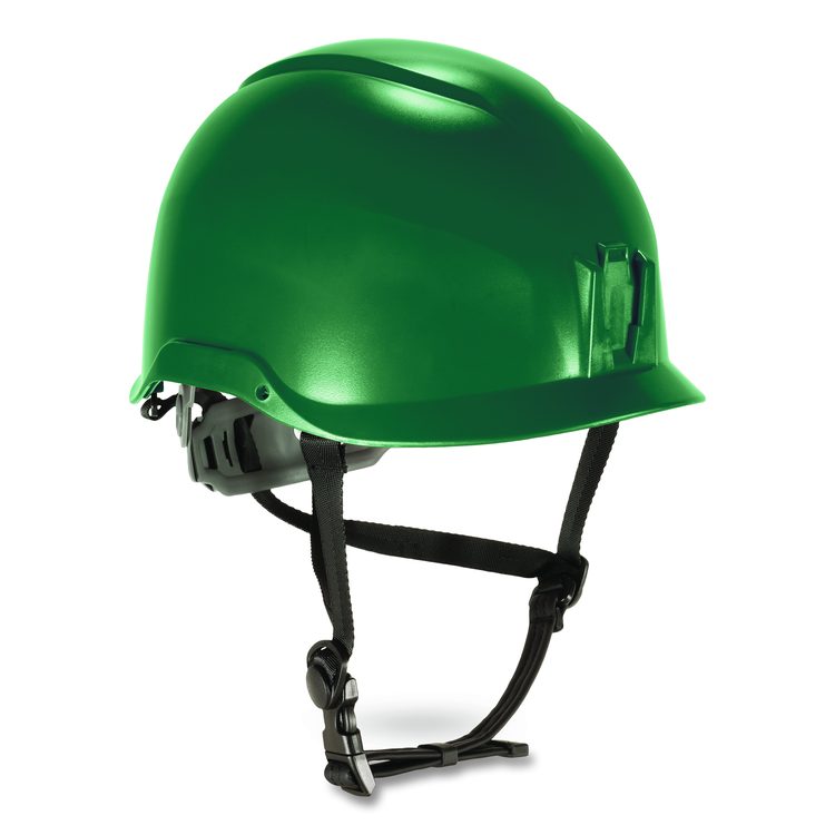 Skullerz 8976 Class E Safety Helmet, Brimless, 6-Point Standard Ratchet Suspension, One Size Fits Most (6.5 to 8), Green