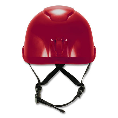 Skullerz 8976 Class E Safety Helmet, Brimless, 6-Point Standard Ratchet Suspension, One Size Fits Most (6.5 to 8), Red