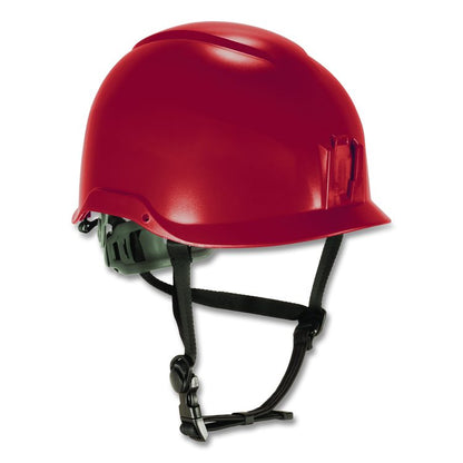 Skullerz 8976 Class E Safety Helmet, Brimless, 6-Point Standard Ratchet Suspension, One Size Fits Most (6.5 to 8), Red
