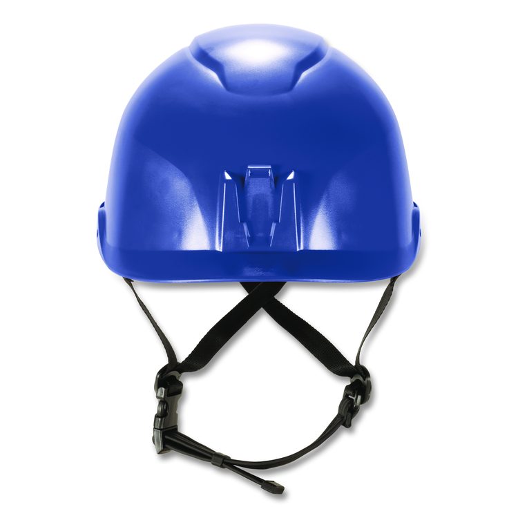 Skullerz 8976 Class E Safety Helmet, Brimless, 6-Point Standard Ratchet Suspension, One Size Fits Most (6.5 to 8), Blue