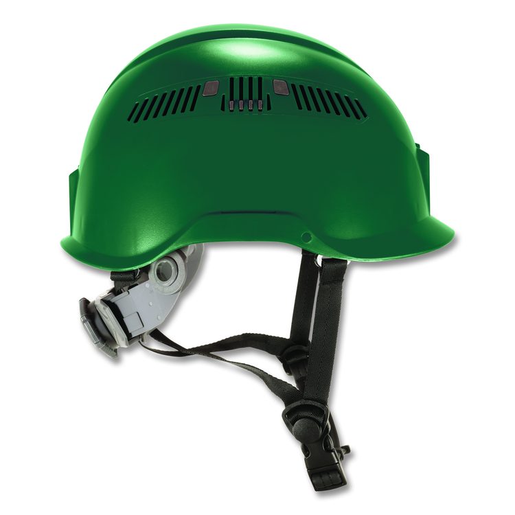 Skullerz 8977 Class C Safety Helmet with Adjustable Venting, Brimless, 6-Point Ratchet, One Size Fits Most (6.5 to 8), Green