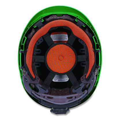 Skullerz 8977 Class C Safety Helmet with Adjustable Venting, Brimless, 6-Point Ratchet, One Size Fits Most (6.5 to 8), Green