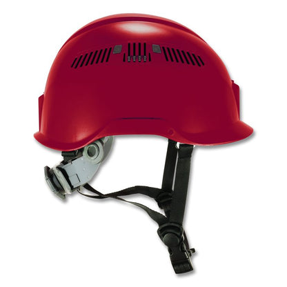 Skullerz 8977 Class C Safety Helmet with Adjustable Venting, Brimless, 6-Point Ratchet, One Size Fits Most (6.5 to 8), Red