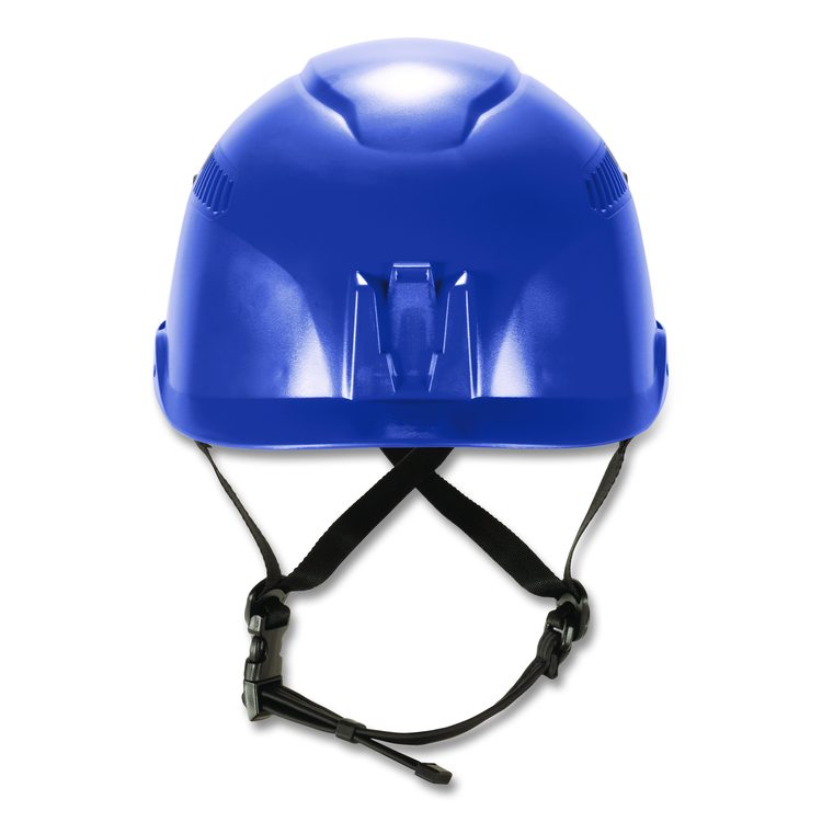 Skullerz 8977 Class C Safety Helmet with Adjustable Venting, Brimless, 6-Point Ratchet, One Size Fits Most (6.5 to 8), Blue