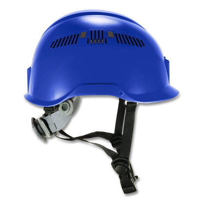 Skullerz 8977 Class C Safety Helmet with Adjustable Venting, Brimless, 6-Point Ratchet, One Size Fits Most (6.5 to 8), Blue