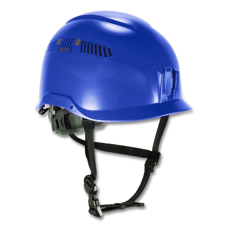 Skullerz 8977 Class C Safety Helmet with Adjustable Venting, Brimless, 6-Point Ratchet, One Size Fits Most (6.5 to 8), Blue