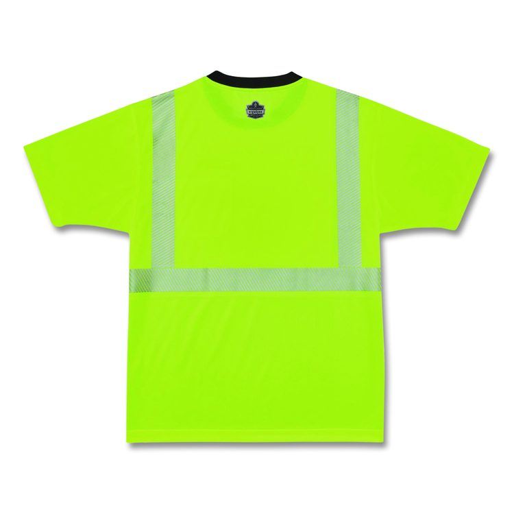 GloWear 8280BK Class 2 Performance T-Shirt with Black Bottom, X-Small, Lime