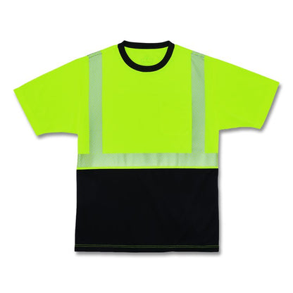 GloWear 8280BK Class 2 Performance T-Shirt with Black Bottom, X-Small, Lime