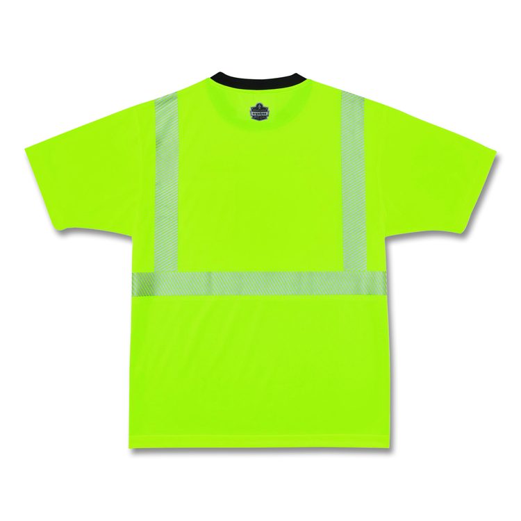 GloWear 8280BK Class 2 Performance T-Shirt with Black Bottom, Large Long, Lime